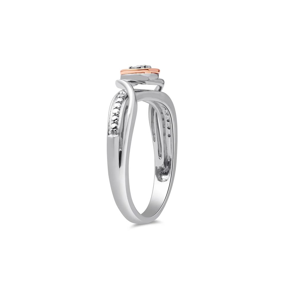 Diamond Heart Promise Ring in Sterling Silver &amp; 10K Rose Gold – Image 3 of 4