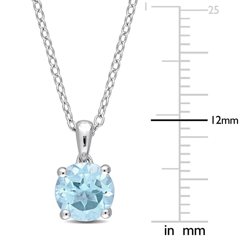Blue Topaz Solitaire Pendant in Sterling Silver  – Image 3 of 4