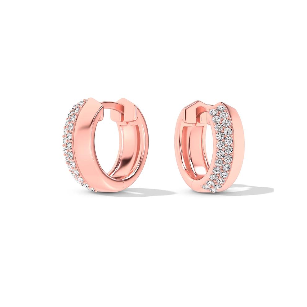 Diamond Knife Edge Pav&eacute; Hoop Earrings in 10K Rose Gold (1/5 ct. tw.) – Image 1 of 2