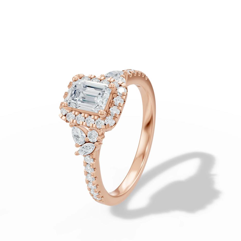 Diamond Emerald Center Halo Engagement Ring in 10K Rose Gold (1 ct. tw.) – Image 4 of 4