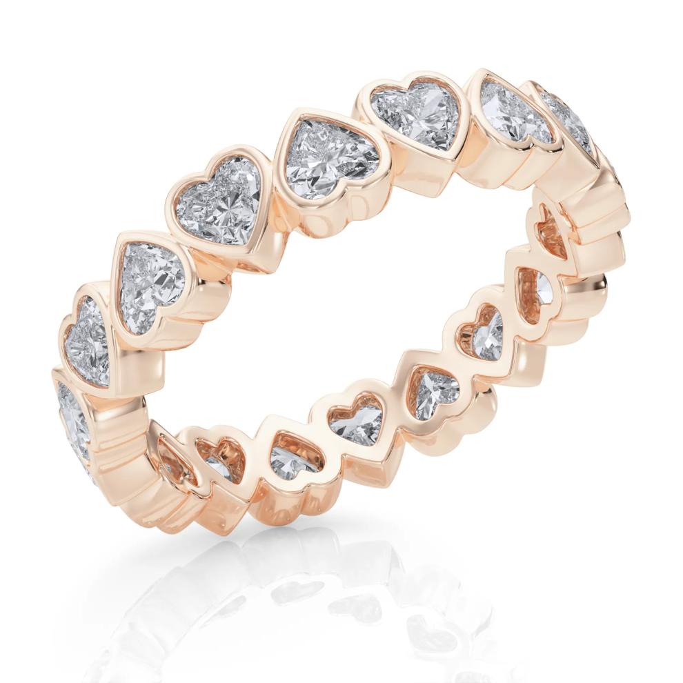 Lab Grown Diamond Heart Bezel Eternity Band in 14K Rose Gold (2 ct. tw.) – Image 5 of 5