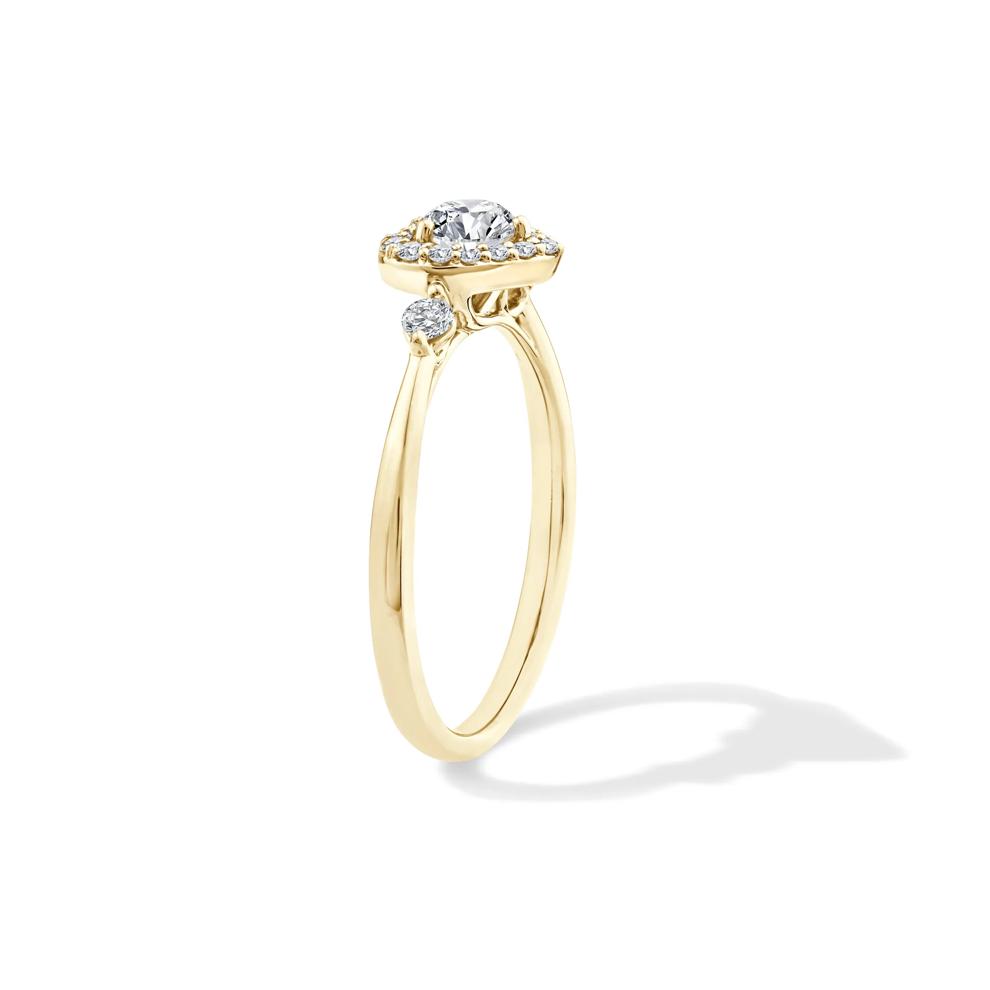 Lab Grown Diamond Heart Halo Promise Ring in 10K Yellow Gold
