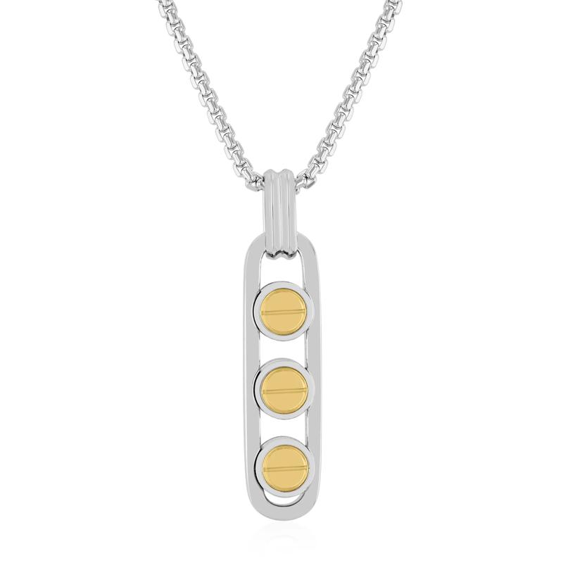 Men&#39;s Rivet Stick Pendant in Sterling Silver and Vermeil – Image 1 of 3