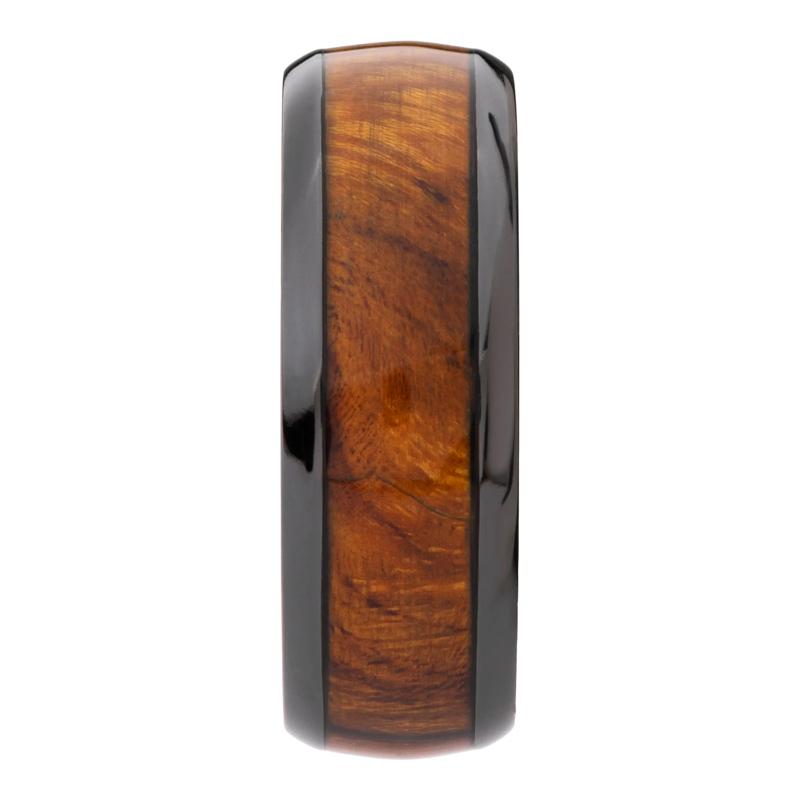 Men&rsquo;s Desert Ironwood Inlay Wedding Band in Black Zirconium, 8MM – Image 3 of 3