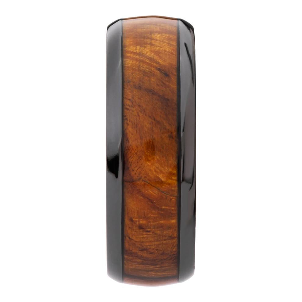 Men&rsquo;s Desert Ironwood Inlay Wedding Band in Black Zirconium, 8MM – Image 3 of 3