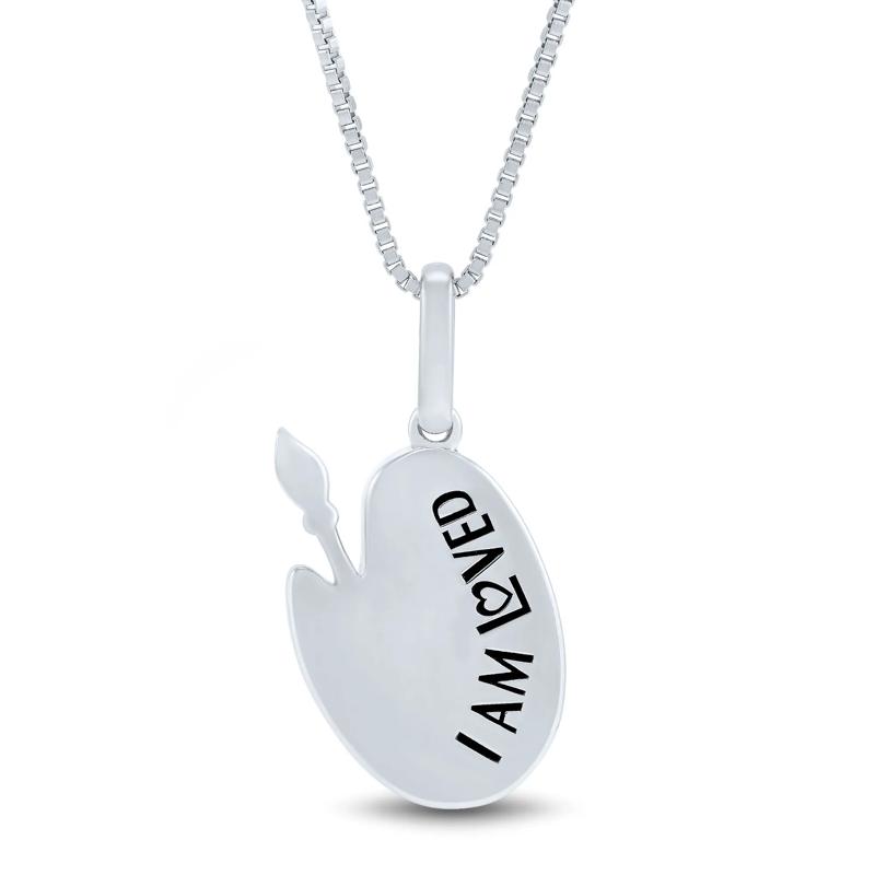 Diamond Accent Art Palette Pendant in Sterling Silver and 14K Rose Gold – Image 3 of 4