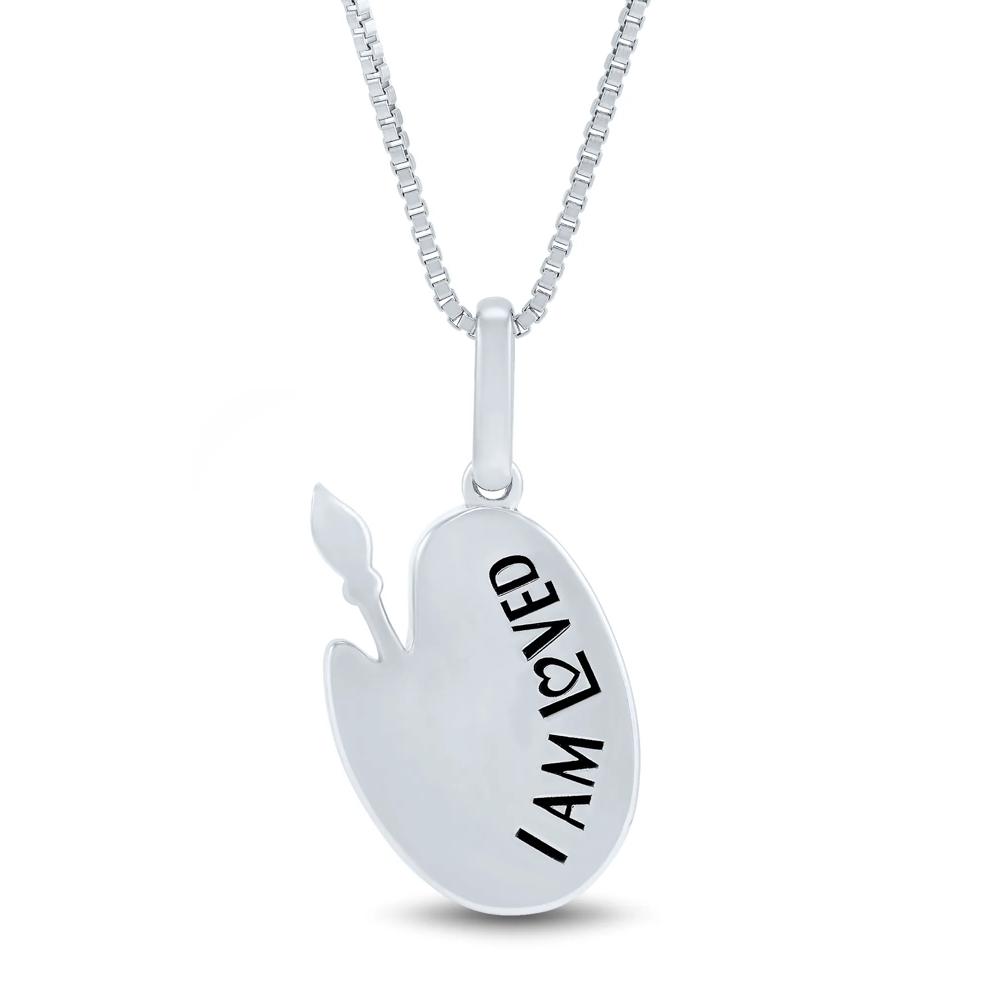 Diamond Accent Art Palette Pendant in Sterling Silver and 14K Rose Gold – Image 3 of 4