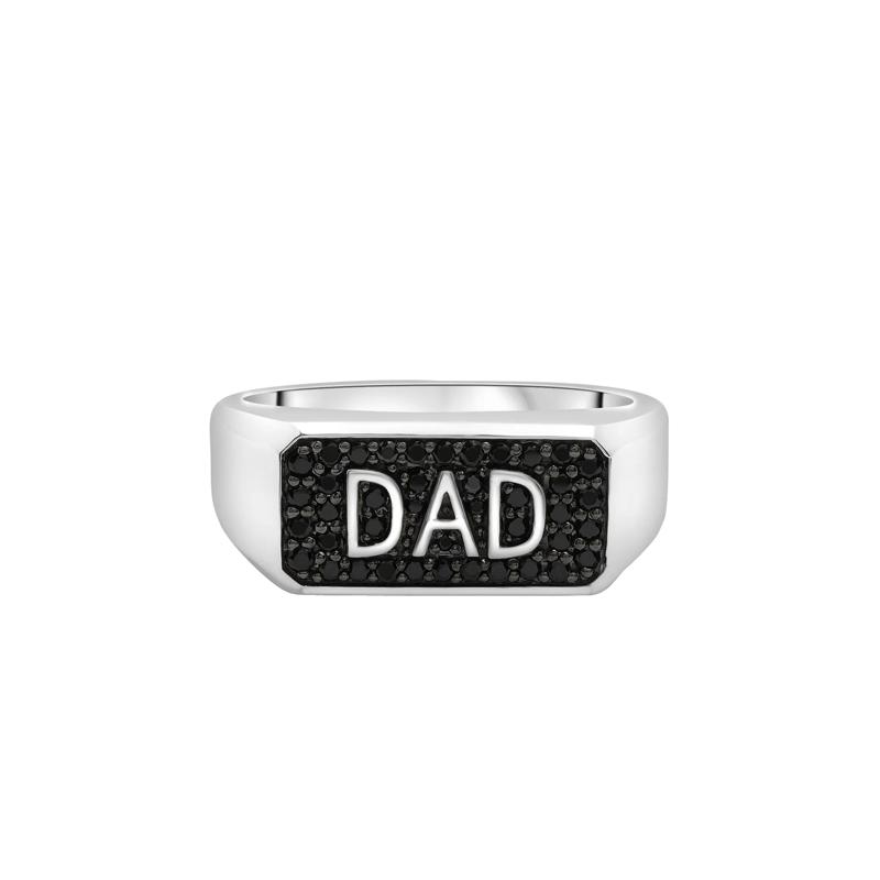 Men&#39;s Black Diamond Dad Ring in Sterling Silver &#40;1/3 ct. tw.&#41; – Image 1 of 5
