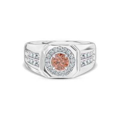 Men's Lab Grown Diamond Round Brown Ring in 10K White Gold (1 ct. tw.)
