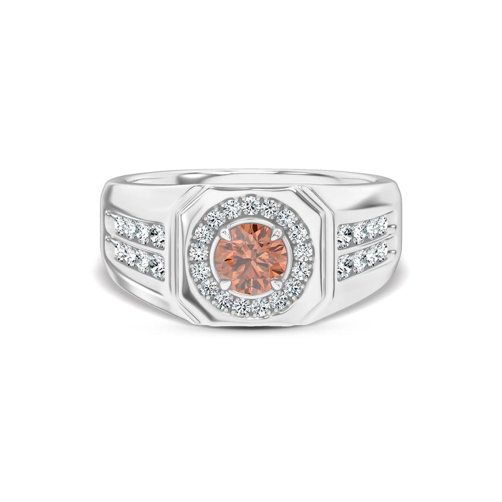 Men's Lab Grown Diamond Round Brown Ring in 10K White Gold (1 ct. tw.) – Image 1 of 4