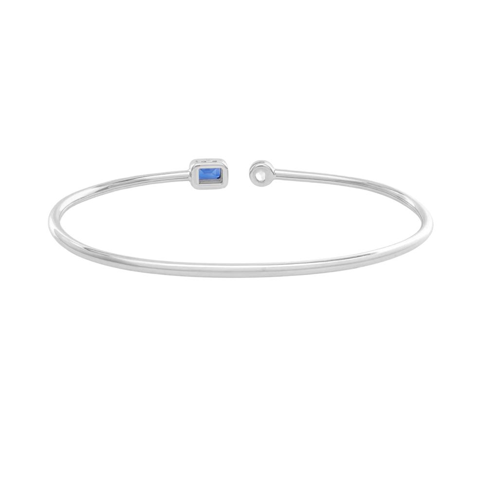 Lab-Created Blue Sapphire &amp; Lab-Created White Sapphire Cuff Bangle Bracelet in Sterling Silver – Image 2 of 2