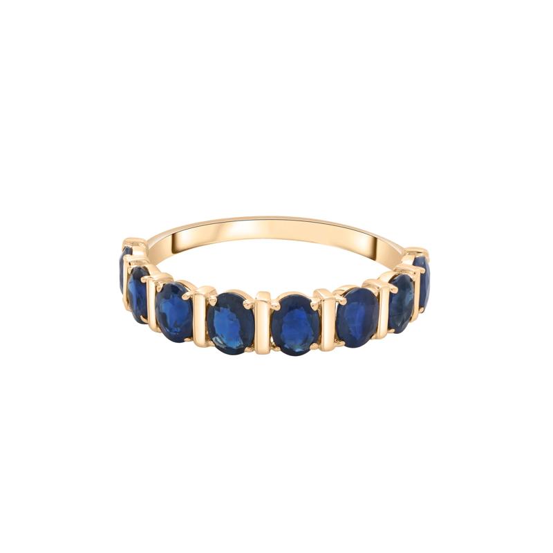 Blue Sapphire Faux-Channel Band in 10K Yellow Gold – Image 1 of 5