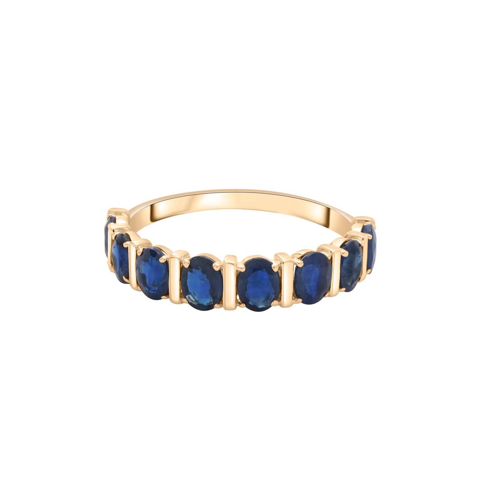 Blue Sapphire Faux-Channel Band in 10K Yellow Gold – Image 1 of 5