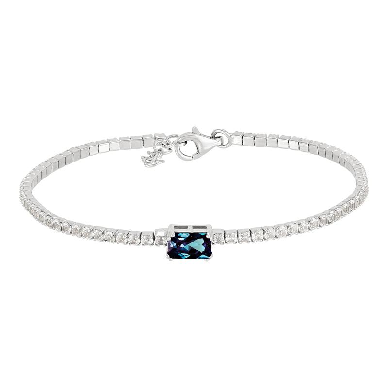 Lab-Created Alexandrite &amp; Lab-Created White Sapphire Bracelet in Sterling Silver – Image 1 of 1
