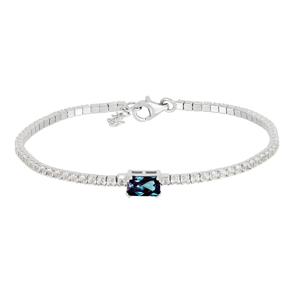 Lab-Created Alexandrite &amp; Lab-Created White Sapphire Bracelet in Sterling Silver – Image 1 of 1