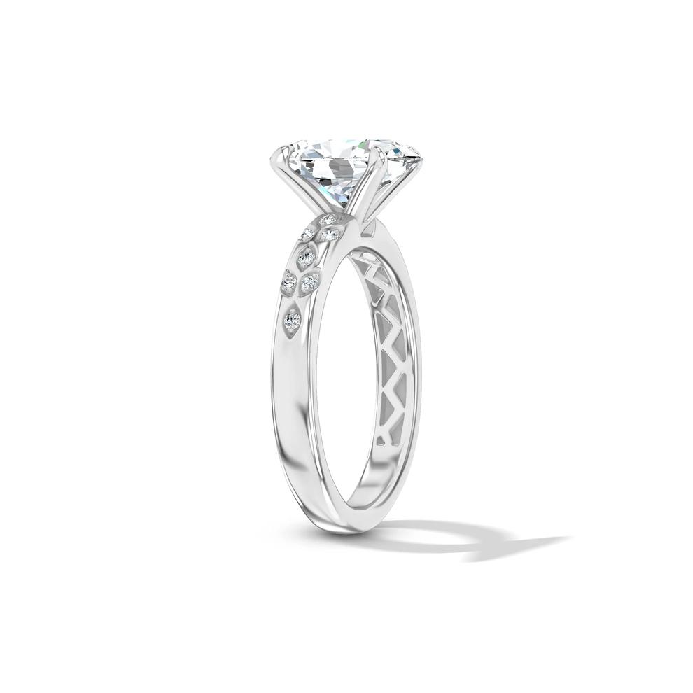 Lab Grown Diamond Oval Center Burnished Shank Engagement Ring in 14K White Gold (2 ct. tw.) – Image 3 of 4
