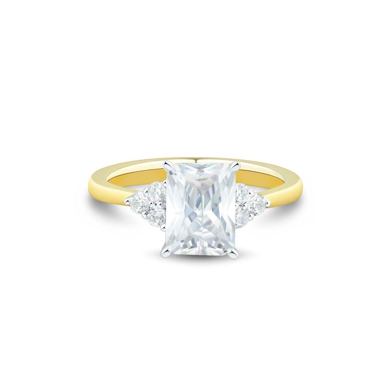 Lab Grown Diamond Radiant-Cut and Round Engagement Ring in 14K Yellow and White Gold &#40;2 1/4 ct. tw.&#41; – Image 1 of 3