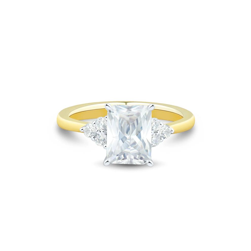 Lab Grown Diamond Radiant-Cut and Round Engagement Ring in 14K Yellow and White Gold (2 1/4 ct. tw.) – Image 1 of 3