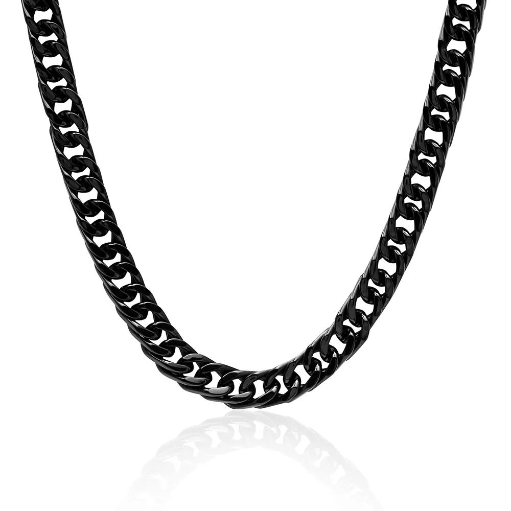 NVR GVN Life Men's Stainless Steel Necklace - Unbroken Collection Blackened Steel Link Chain, 24 Inch - View #3