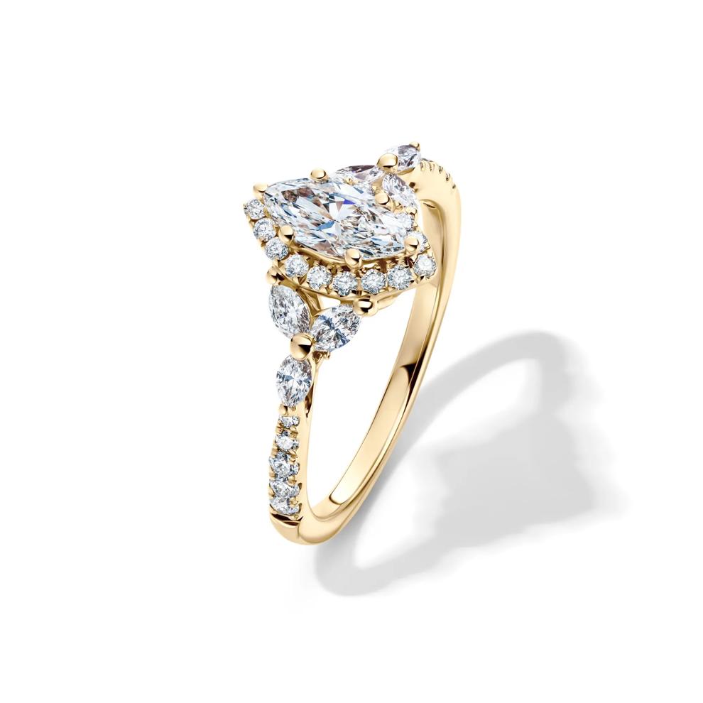 1 ct. tw. Marquise-Shaped Halo Diamond Engagement Ring in 14K Yellow Gold – Image 4 of 5