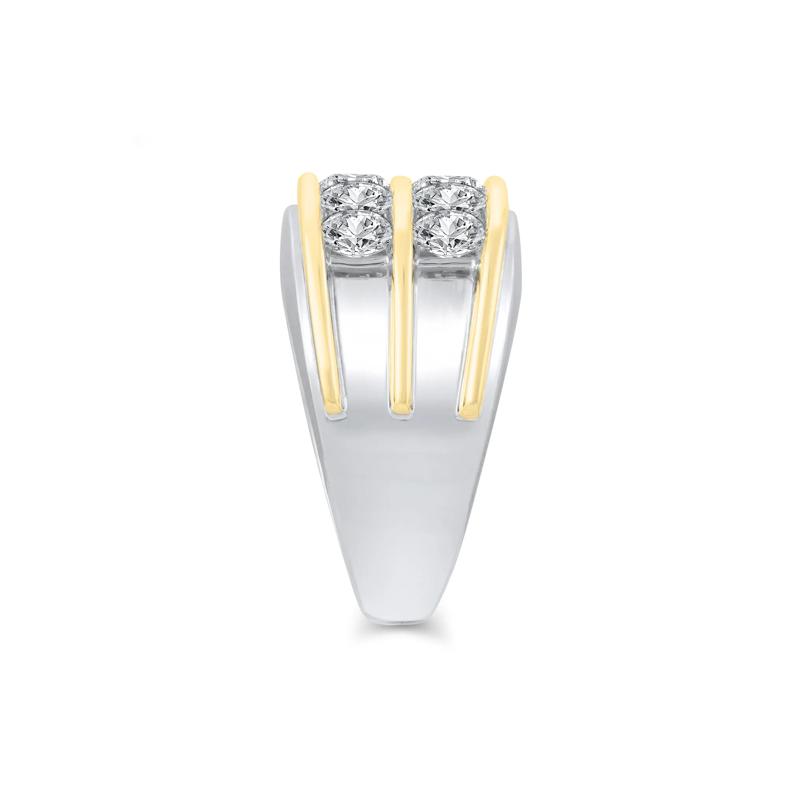 Men&#39;s Lab Grown Diamond Double-Row Ring in 14K White and Yellow Gold &#40;3 ct. tw.&#41; – Image 3 of 4