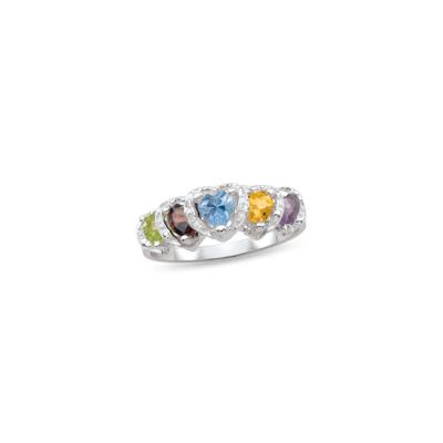 Personalized Gemstone and Diamond Accent Heart Ring