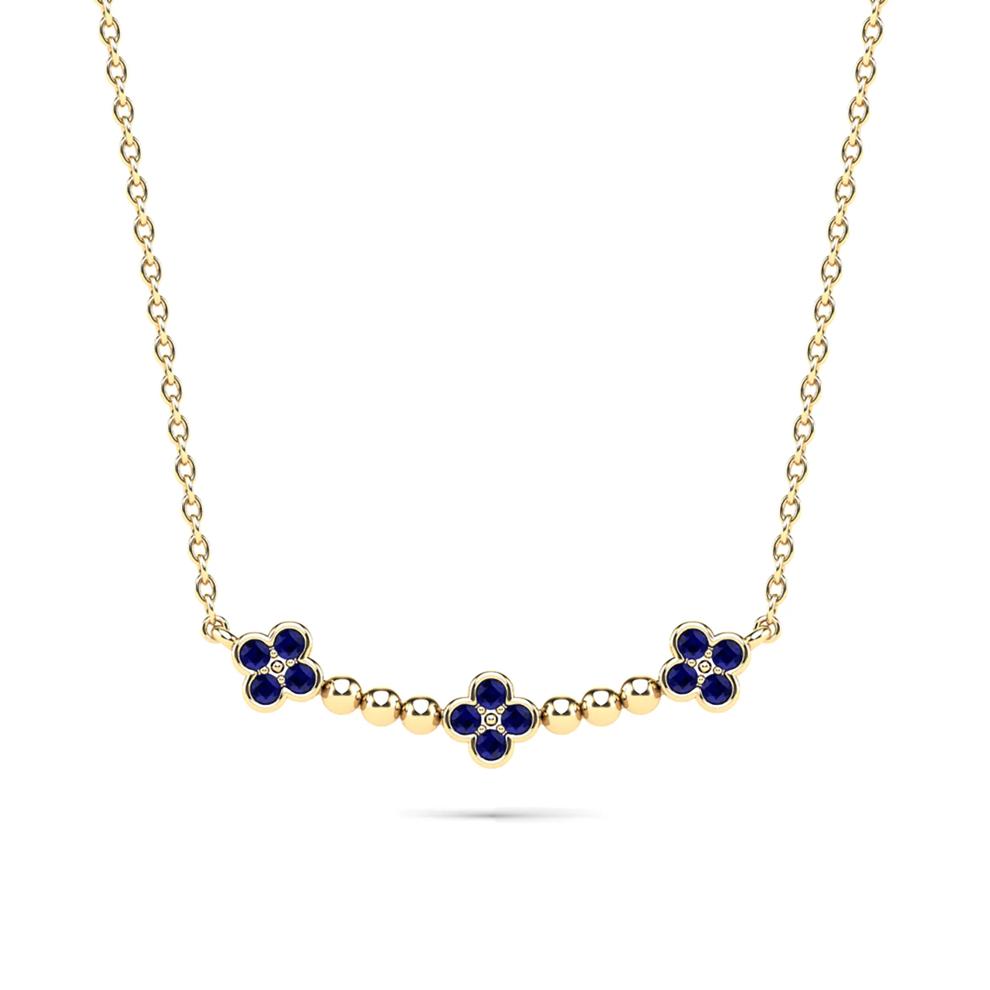 Blue Sapphire Clover Bar Necklace in 10K Yellow Gold – Image 1 of 4