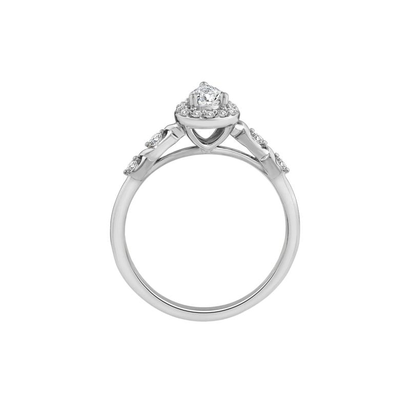 Lab Grown Diamond Pear-Shaped Halo Promise Ring in 10K White Gold &#40;1/2 ct. tw.&#41; – Image 2 of 3