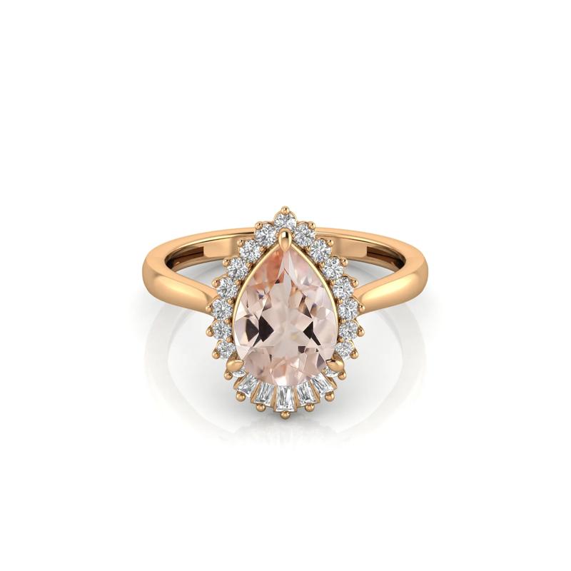 Morganite &amp; Diamond Halo Ring in 10K Rose Gold &#40;1/5 ct. tw.&#41; – Image 1 of 3