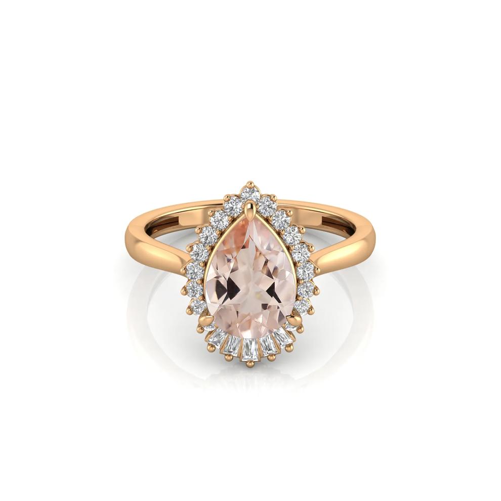 Morganite &amp; Diamond Halo Ring in 10K Rose Gold (1/5 ct. tw.) – Image 1 of 3