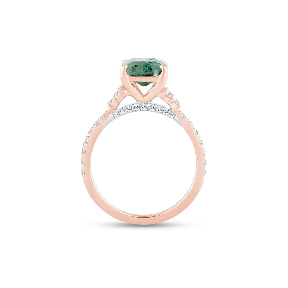 Flora Moss Agate and Diamond Engagement Ring in 14K Rose, White &amp; Yellow Gold (3/8 ct. tw.) – Image 2 of 3