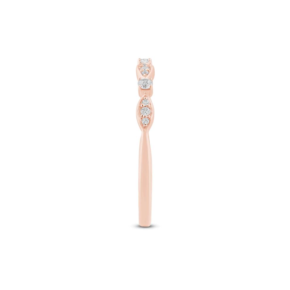 Stacking Ring with Scalloped Band in 10K Rose Gold (1/8 ct. tw.) – Image 3 of 3