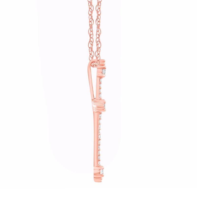 Diamond Cross Pendant in 14K Rose Gold &#40;1/4 ct. tw.&#41; – Image 2 of 3