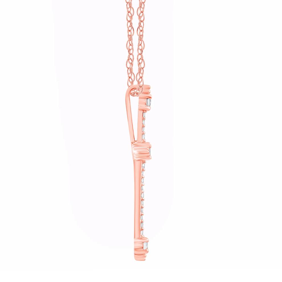 Diamond Cross Pendant in 14K Rose Gold (1/4 ct. tw.) – Image 2 of 3
