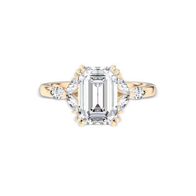 Lab Grown Diamond Emerald-Cut Center Engagement Ring in 14K Yellow Gold (3 3/8 ct. tw.)