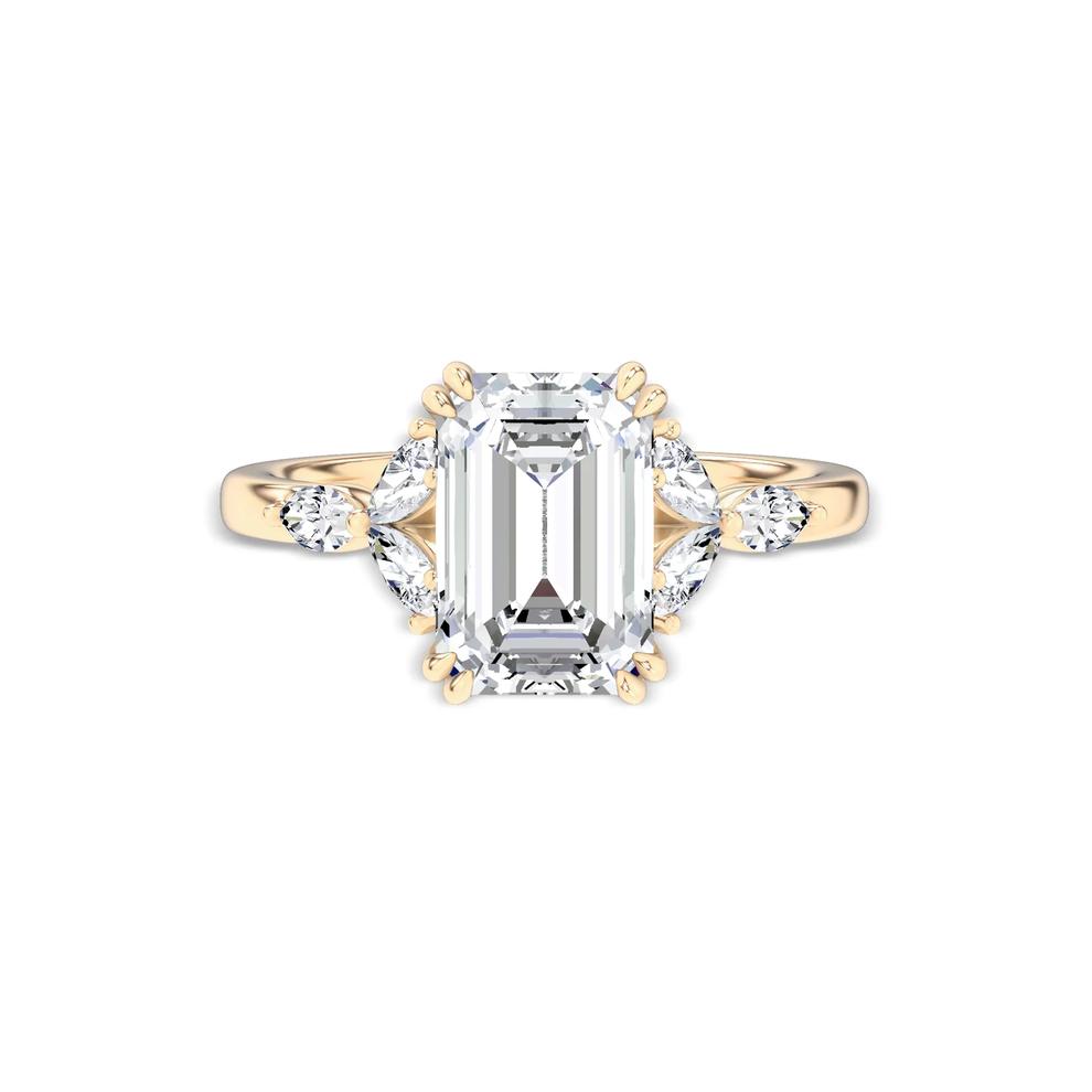 Lab Grown Diamond Emerald-Cut Center Engagement Ring in 14K Yellow Gold (3 3/8 ct. tw.) – Image 1 of 4