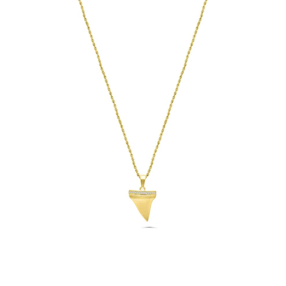 Men's Diamond Shark's Tooth Pendant Necklace in 10K Yellow Gold (1/8 ct. tw.) – Image 1 of 4