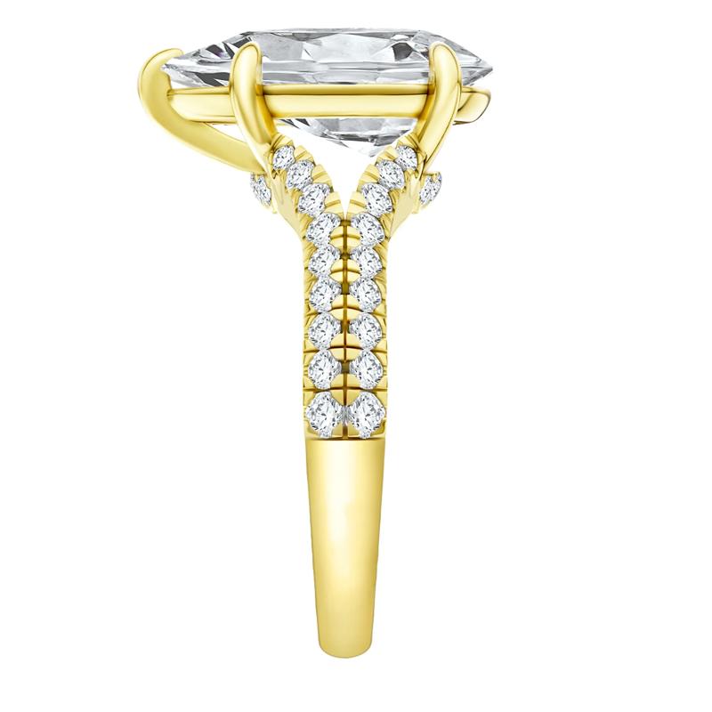 Zoe Lab Grown Diamond Pear-Shaped &amp; Round Engagement Ring in 14K Yellow Gold &#40;4 1/2 ct. tw.&#41; – Image 3 of 5