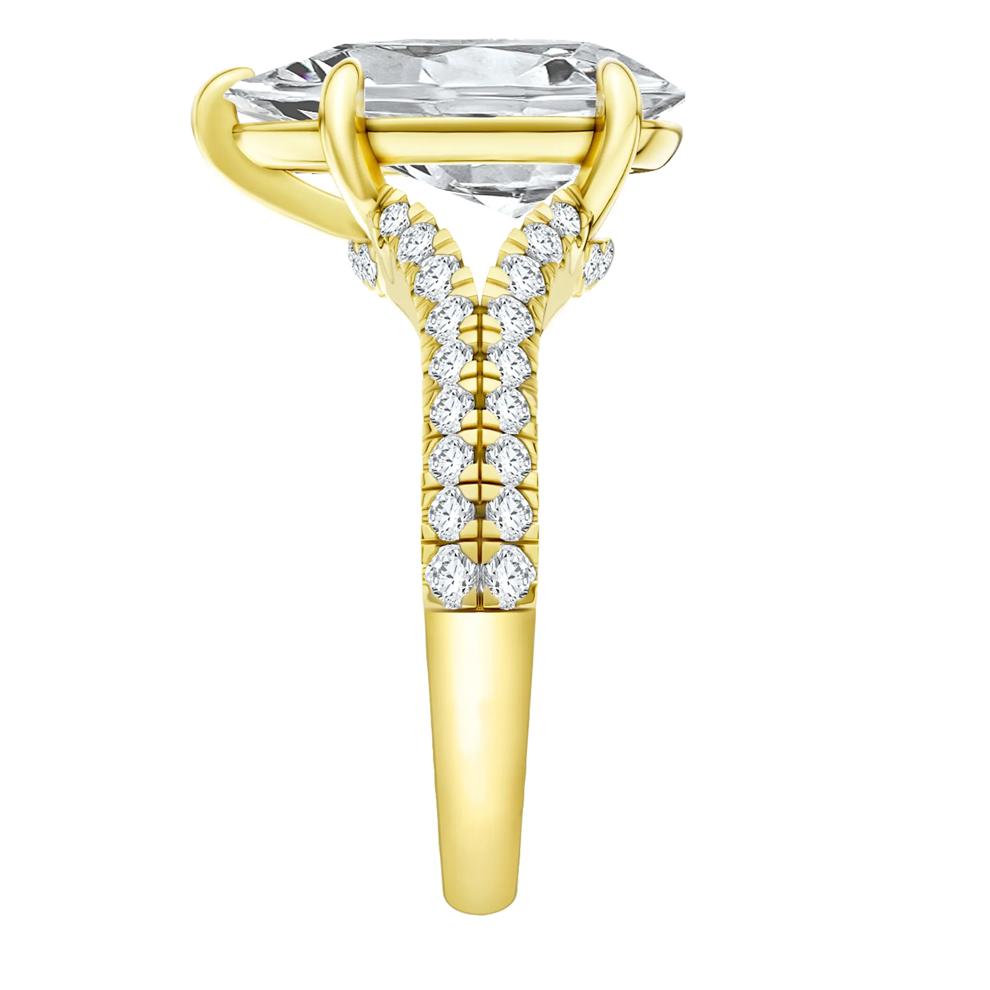 Zoe Lab Grown Diamond Pear-Shaped &amp; Round Engagement Ring in 14K Yellow Gold (4 1/2 ct. tw.) – Image 3 of 5