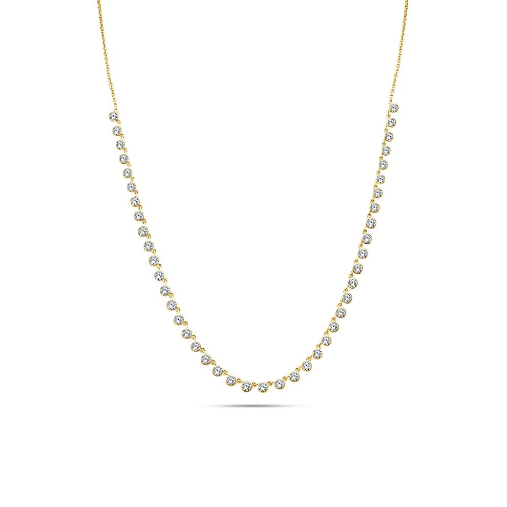 Lab Grown Diamond Bezel Dangle Frontal Necklace in 14K Yellow Gold (5 1/2 ct. tw.) – Image 1 of 4
