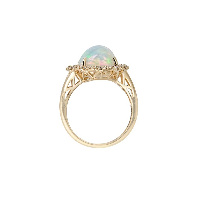 Opal &amp; 1/7 ct. tw. Diamond Ring in 14K Yellow Gold – Image 2 of 3