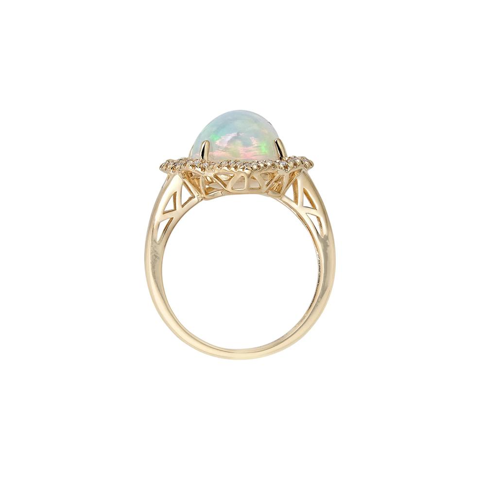 Opal &amp; 1/7 ct. tw. Diamond Ring in 14K Yellow Gold – Image 2 of 3
