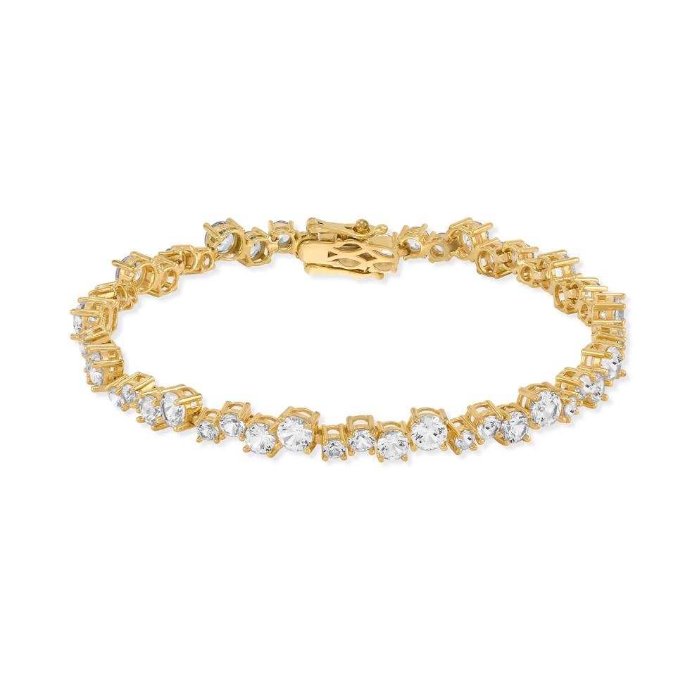 Lab-Created White Sapphire Tennis Bracelet in 14K Gold Vermeil, 7.25" – Image 1 of 2