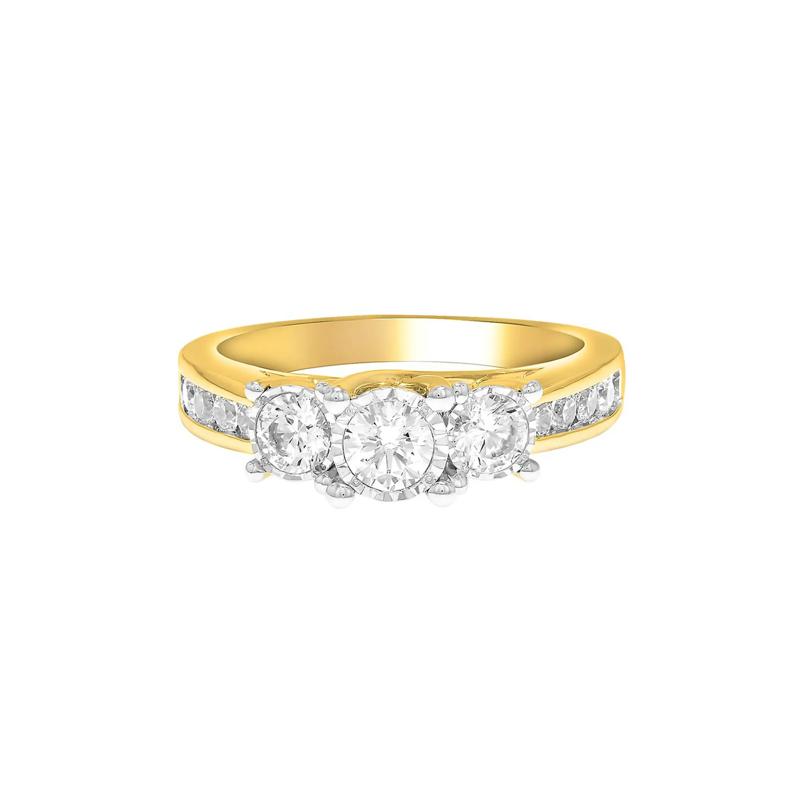 1/2 ct. tw. Diamond Three-Stone Engagement Ring in 10K Yellow Gold – Image 1 of 4
