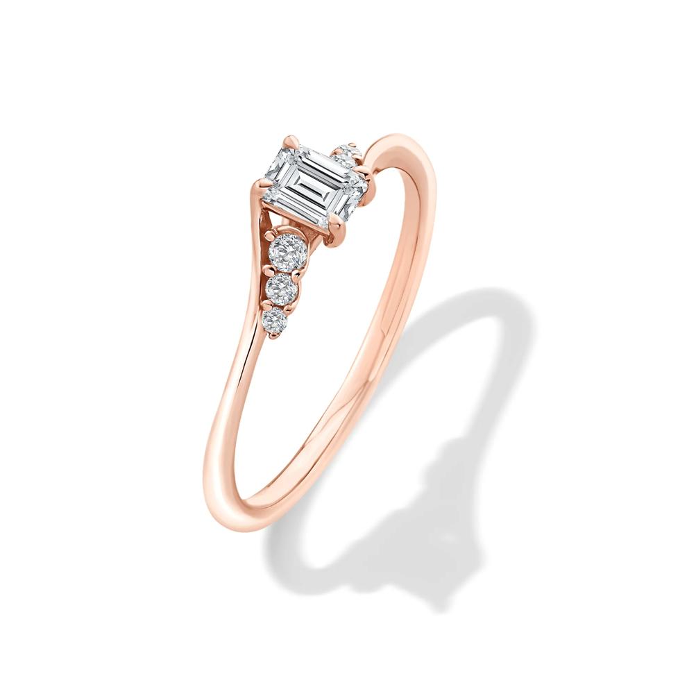 Lab Grown Diamond Emerald Center Promise Ring in 10K Rose Gold (3/8 ct. tw.) – Image 4 of 4