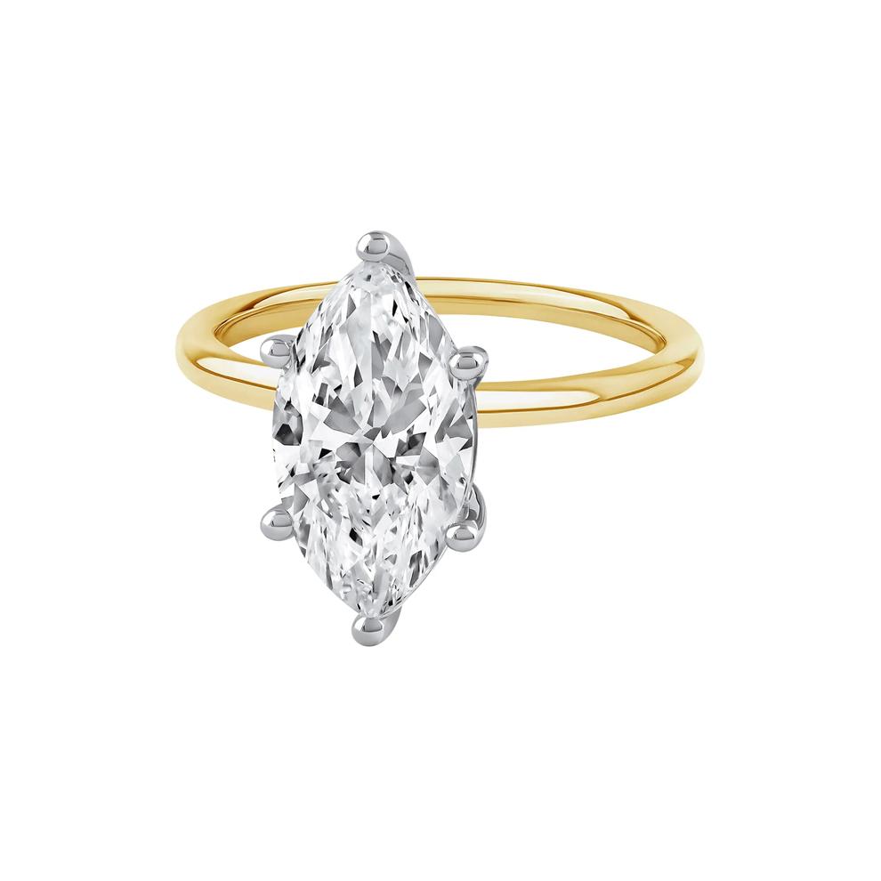 Lab Grown Diamond Solitaire Marquise Engagement Ring in 14K White &amp; Yellow Gold (3 ct.) – Image 3 of 4