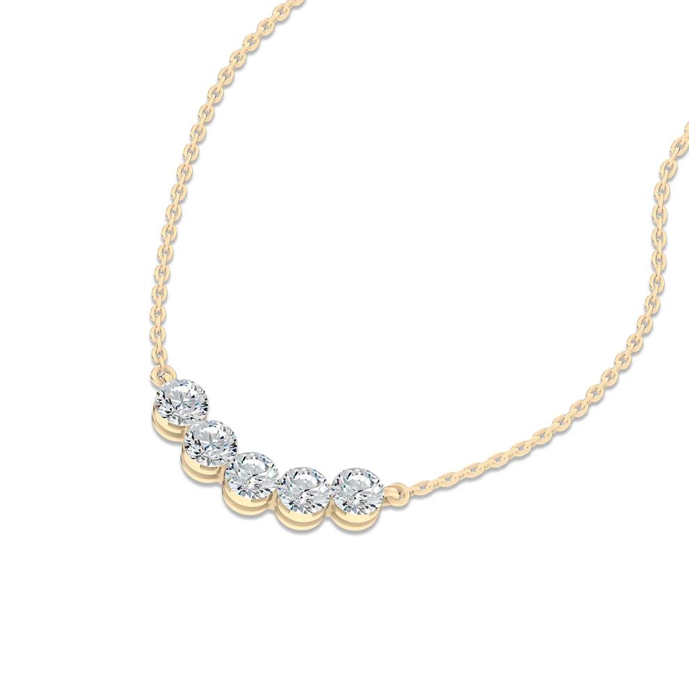 Lab Grown Diamond Invisible Set Five-Stone Smile Necklace in 14K Yellow Gold (1 ct. tw.) – Image 4 of 4