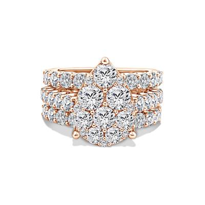 Lab Grown Diamond Pear-Shaped Composite Engagement Set in 10K Rose Gold (5 ct. tw.)