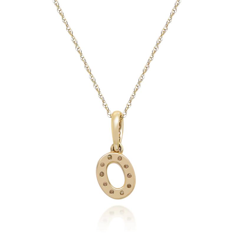 Diamond O Initial Pendant in 10K Yellow Gold &#40;1/10 ct. tw.&#41;  – Image 4 of 4