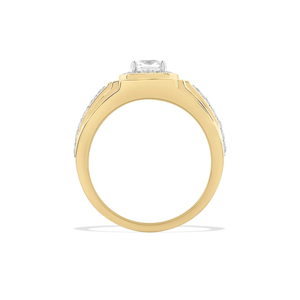 Men's Lab Grown Diamond Round &amp; Cushion Ring in 10K Yellow Gold (1 1/2 ct. tw.) – Image 4 of 4